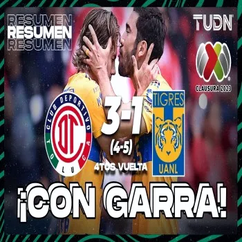 โตลูก้าเปิดบ้านชนะไทเกรส ยูเอเอ็นแอล 3-1 เกมลีกเม็กซิโก พรีเมร่า ดิวิชั่น 2023 โดดเด่นไม่แพ้ทีมเยือน